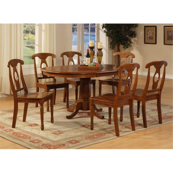 East West Furniture 7 Piece Dining Room Set-Oval Dining Table With Leaf and 6 Chairs, PK7 PONA7-SBR-W - main